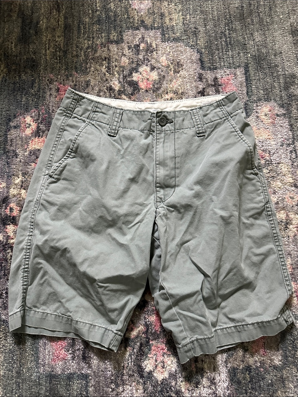 Old Navy Men's Sage Green/Gray Flat-Front Chino Shorts Preppy Golf Classic 28